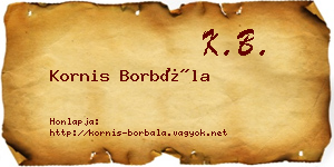 Kornis Borbála névjegykártya